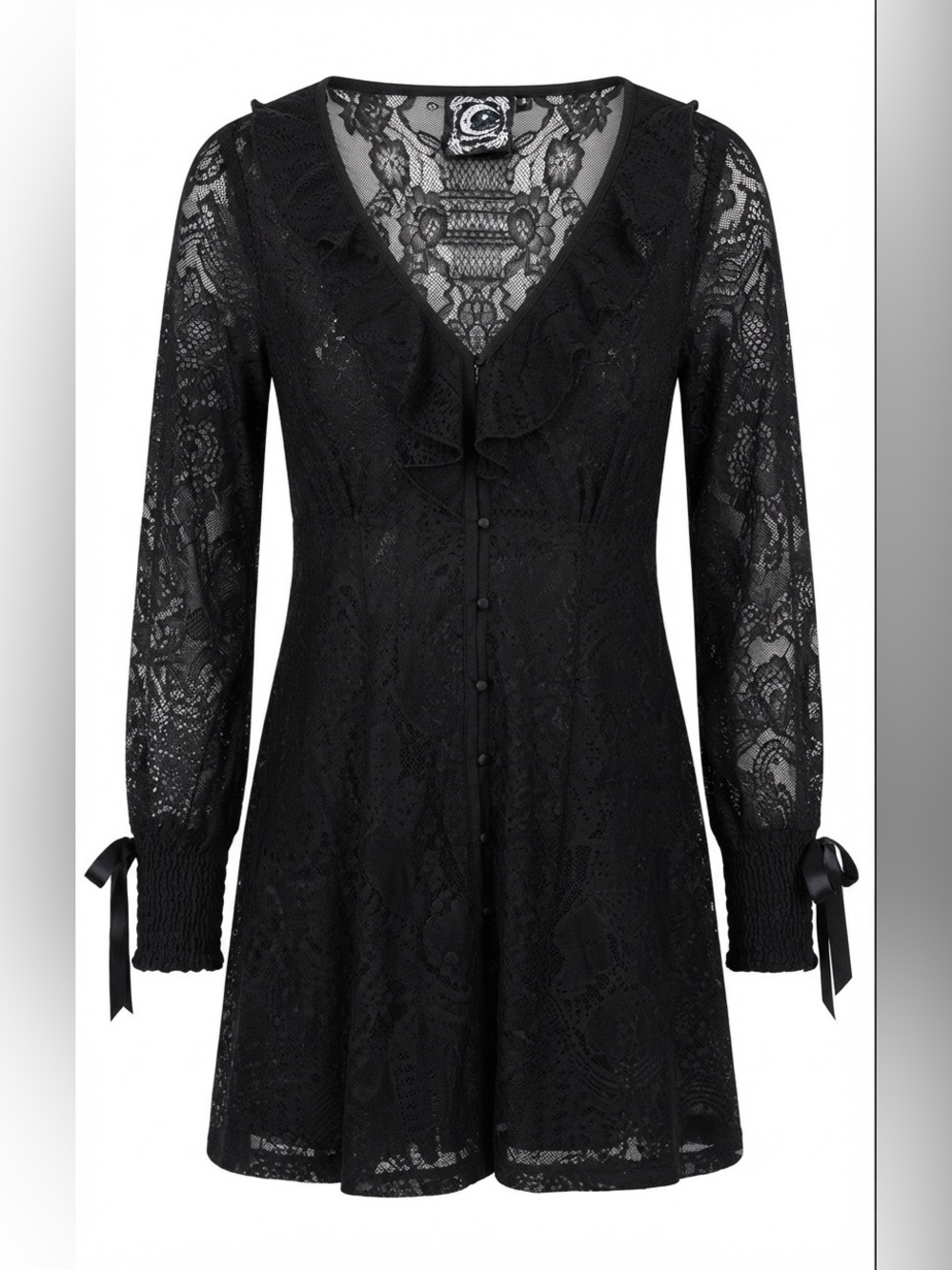 Killstar Cybele Black Lace Ruffle Mini Dress - Gothic Victorian Romantigoth Goth